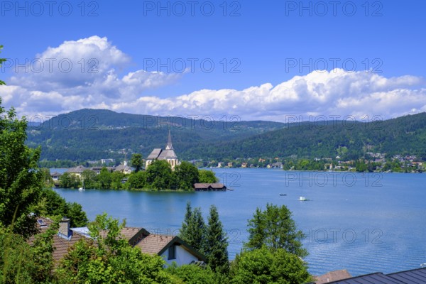 Maria Wörth pilgrimage church, on the southern shore of Lake Lake Wörth, Carinthia, Austria
