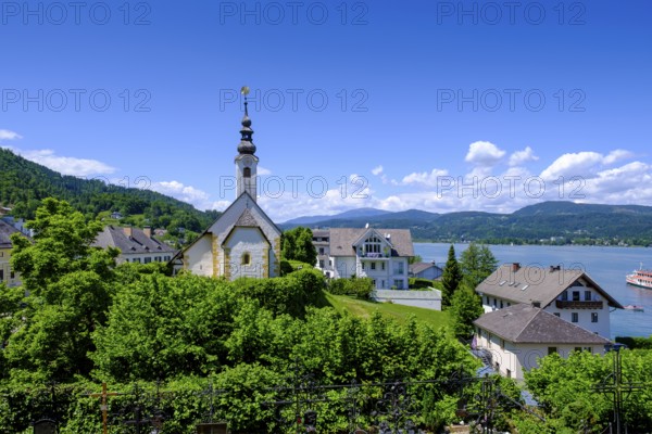 Rosenkranzkirche, or winter church, pilgrimage church Maria Wörth, on Lake Lake Wörth, southern shore, Carinthia, Austria