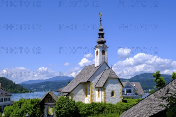 Rosenkranzkirche, pilgrimage church Maria Wörth, on Lake Lake Wörth, southern shore, Carinthia, Austria