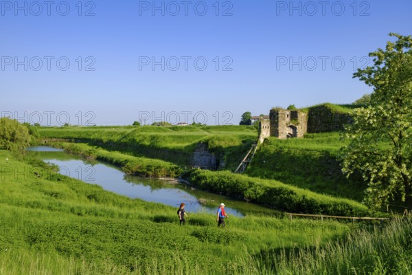 Fortification wall, city wall, UNESCO World Heritage Site, Palmanova, Julian Friuli, Veneto, Italy