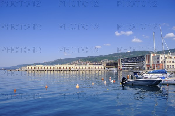 Old harbour, Porto Vecchio, pier, of Riva del Mandracchio, promenade, Trieste, Adriatic Sea, Friuli Venezia Giulia region, Italy