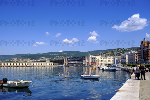 Old harbour, Porto Vecchio, pier, of Riva del Mandracchio, promenade, Trieste, Adriatic Sea, Friuli Venezia Giulia region, Italy