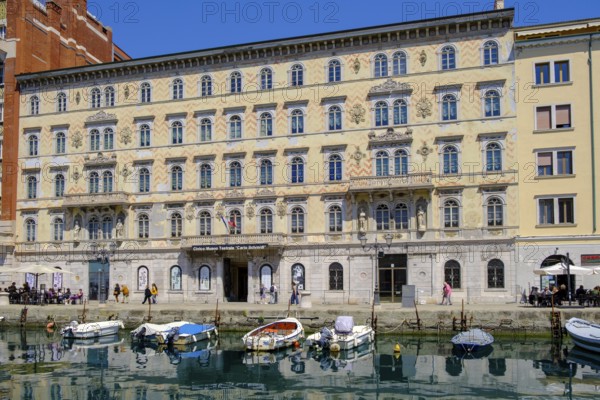 Commercial and residential buildings on the Grand Canal, Borgo Teresiano, Trieste, Adriatic Sea, Julian Friuli, Italy