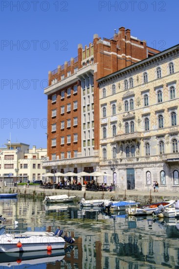 Commercial and residential buildings on the Grand Canal, Borgo Teresiano, Trieste, Adriatic Sea, Julian Friuli, Italy