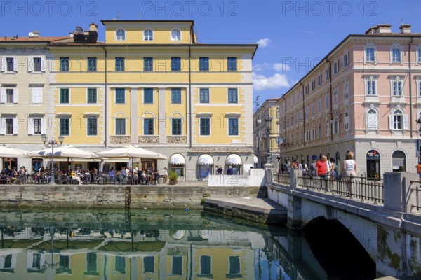 Commercial and residential buildings on the Grand Canal, Borgo Teresiano, Trieste, Adriatic Sea, Julian Friuli, Italy