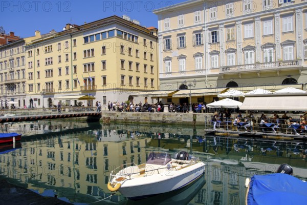 Commercial and residential buildings on the Grand Canal, Borgo Teresiano, Trieste, Adriatic Sea, Julian Friuli, Italy