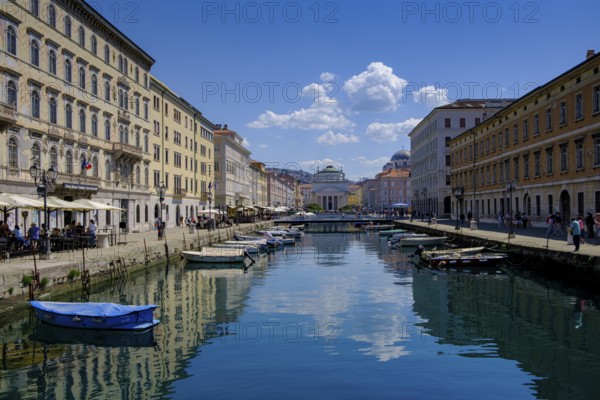 Commercial and residential buildings on the Grand Canal, Borgo Teresiano, Trieste, Adriatic Sea, Julian Friuli, Italy