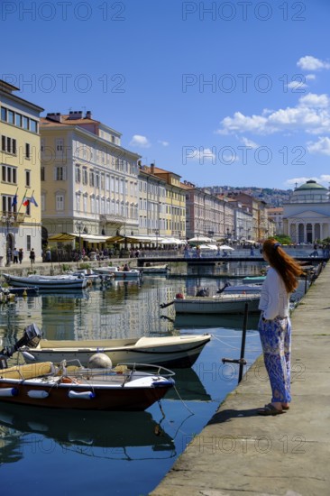 Commercial and residential buildings on the Grand Canal, Borgo Teresiano, Trieste, Adriatic Sea, Julian Friuli, Italy