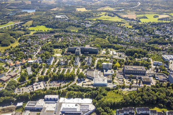 Aerial view, Klinikum Lüdenscheid Märkische Kliniken und Sportklinik Hellersen, Piepersloh, Lüdenscheid, Sauerland, North Rhine-Westphalia, Germany, DE, Europe, healthcare, hospital, clinic, clinic centre, hospital, aerial photograph, aerial photography, aerial photography, medical facility, medical aid, Märkischer Kreis, overview, bird's-eye view, bird's-eye view, overview, medical care
