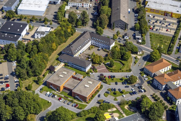 Aerial view, RehaKlinik Lüdenscheid with gardens, Piepersloh, Lüdenscheid, Sauerland, North Rhine-Westphalia, Germany, DE, Europe, health care, clinic, hospital, aerial view, aerial photography, aerial photography, medical facility, medical aid, Märkischer Kreis, overview, bird's-eye view, bird's-eye view, overview, medical care