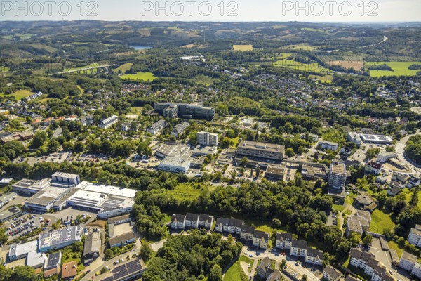 Aerial photo, Klinikum Lüdenscheid Märkische Kliniken, Sportklinik Hellersen, Piepersloh, Lüdenscheid, Sauerland, North Rhine-Westphalia, Germany, DE, Europe, health care, hospital, clinic, clinic centre, hospital, aerial photograph, aerial photography, aerial photography, medical facility, medical aid, Märkischer Kreis, overview, bird's eye view, bird's eye view, overview, medical care