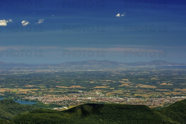 Banyoles, Costa Brava, Catalonia, Spain, Sant Miquel de Campmajor, Europe, aerial view, birds-eyes view, aerial photography, aerial photography, overview, bird's eye view, aerial photos of Spain