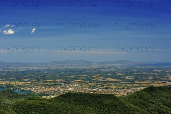 Banyoles, Costa Brava, Catalonia, Spain, Sant Miquel de Campmajor, Europe, aerial view, birds-eyes view, aerial photography, aerial photography, overview, bird's eye view, aerial photos of Spain