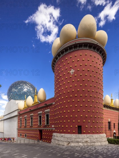Dali Museum, Dali Museum in Figueres, entrance to the museum in the Torre Gorgot, Figueres, Figueras, Catalonia, Spain, Europe, aerial view, birds-eyes view, aerial photography, aerial photography, overview, bird's eye view