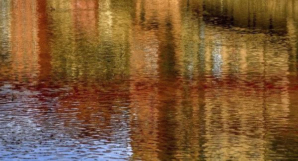 Reflections of the colourful facades in the river Onyar, Girona, Cataluña, Gerona, Catalonia, Spain, Cataluña, Europe, aerial photo, birds-eyes view, aerial photography, aerial photography, overview, bird's eye view