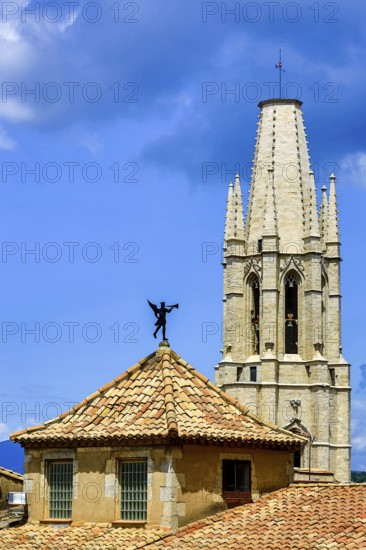 San Feliu, Church of Sant Felix, Inglesia de Sant Felix, Cathedral of Girona, Girona, Cataluña, Gerona, Catalonia, Spain, Cataluña, Europe, aerial view, birds-eyes view, aerial photography, aerial photography, overview, bird's eye view