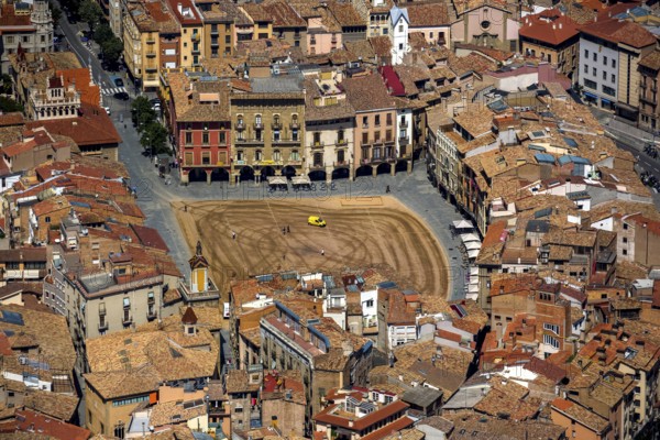 Old town, Placa Major, market place of Vic, Vic, Costa Brava, Catalonia, Spain, Europe, aerial view, birds-eyes view, aerial photography, aerial photography, overview, overview, bird's eye view, aerial photos of Spain