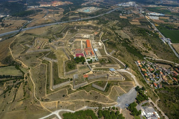 Castell San Ferran, Castle San Ferran, ramparts and fort of Figueres, Figueres, Costa Brava, Catalonia, Spain, Europe, aerial view, birds-eyes view, aerial photography, aerial photography, overview, overview, bird's eye view, aerial photos of Spain