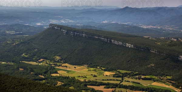 Table Mountains El Pla De Sant Joan, Sant Martí de Llémena, Costa Brava, Catalonia, Spain, Sant Martí de Llémena, Europe, aerial view, birds-eyes view, aerial photography, aerial photography, overview, bird's eye view, aerial photos of Spain