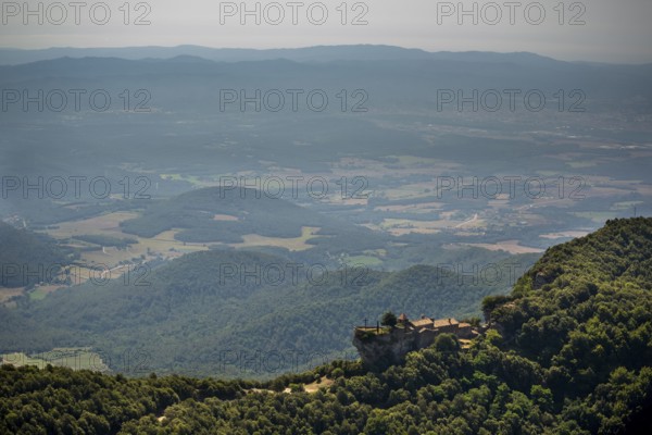 Rocacorba Monastery, Santuari de la Mare de Déu de Rocacorba, Monastery of Our Lady of Rocacorba, monastery, hermit monastery, Canet d'Adri, Costa Brava, Catalonia, Spain, Europe, aerial photo, birds-eyes view, aerial photography, aerial photography, overview, bird's eye view, aerial photos of Spain