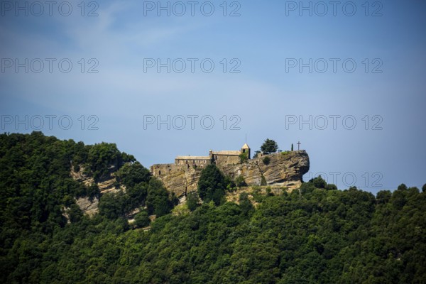 Rocacorba Monastery, Santuari de la Mare de Déu de Rocacorba, Monastery of Our Lady of Rocacorba, monastery, hermit monastery, Canet d'Adri, Costa Brava, Catalonia, Spain, Europe, aerial photo, birds-eyes view, aerial photography, aerial photography, overview, bird's eye view, aerial photos of Spain