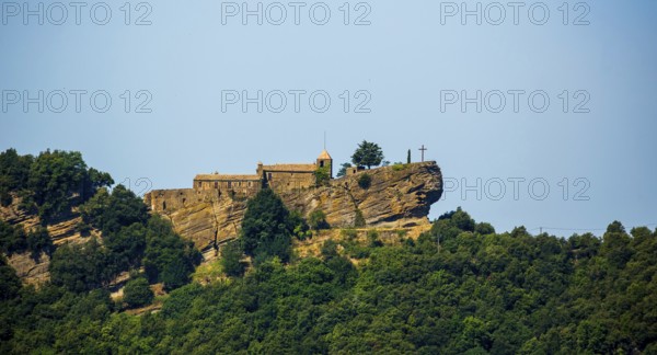 Rocacorba Monastery, Santuari de la Mare de Déu de Rocacorba, Monastery of Our Lady of Rocacorba, monastery, hermit monastery, Canet d'Adri, Costa Brava, Catalonia, Spain, Europe, aerial photo, birds-eyes view, aerial photography, aerial photography, overview, bird's eye view, aerial photos of Spain