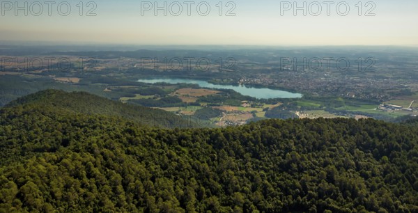 Pujarnol Chapel, Chapel of Sant Natzari, Porqueres, Costa Brava, Catalonia, Spain, Europe, aerial view, birds-eyes view, aerial photography, aerial photography, overview, overview, bird's eye view, aerial photos of Spain