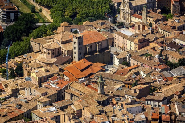 Old Town, Catedral de Sant Pere de Vic, Vic, Costa Brava, Catalonia, Spain, Europe, aerial view, birds-eyes view, aerial photography, aerial photography, overview, overview, bird's eye view, aerial photos of Spain