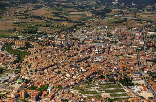 Overview of the city Vic, Vic, Costa Brava, Catalonia, Spain, Europe, aerial view, birds-eyes view, aerial photography, aerial photography, overview, bird's eye view, aerial photos of Spain