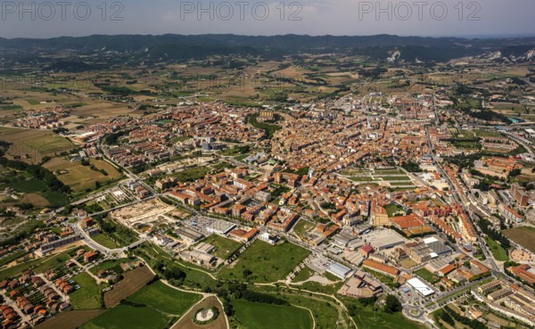Overview of the city Vic, Vic, Costa Brava, Catalonia, Spain, Europe, aerial view, birds-eyes view, aerial photography, aerial photography, overview, bird's eye view, aerial photos of Spain