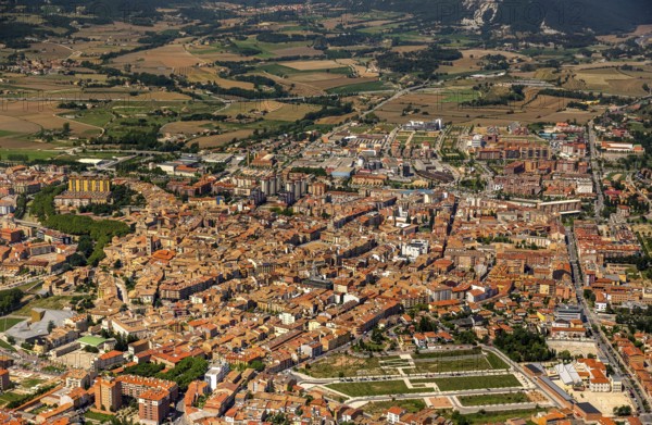 Overview of the city Vic, Vic, Costa Brava, Catalonia, Spain, Europe, aerial view, birds-eyes view, aerial photography, aerial photography, overview, bird's eye view, aerial photos of Spain