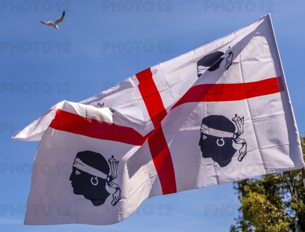 Sardinia, Sardinian flag, white flag with red cross and four Moorish heads, Bosa, Europe, province of Oristano, Italy, history, heraldry, identifying feature, identity, island, culture, sightseeing, symbol, tourism, tradition, coat of arms, significant, emblematic, European, historical significance, iconic, Italian, cultural heritage, Mediterranean, regional, red cross, four Moorish heads, white flag