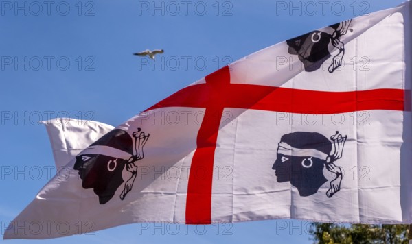 Sardinia, Sardinian flag, white flag with red cross and four Moorish heads, Bosa, Europe, Province of Oristano, Italy, banner, emblem, flag, community, history, heraldry, identity, island, insignia, culture, walls heads, Mediterranean, regional warning sign, sightseeing, symbol, tourism, tradition, coat of arms, ethnic, Italian, Mediterranean, patriotic, regional, red cross, territorial, white