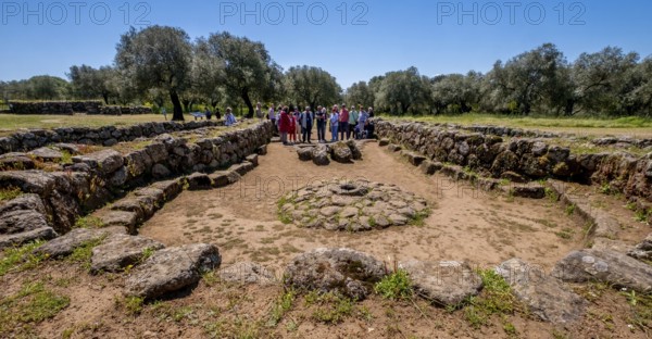 Sardinia, Roman baths and thermal baths, archaeological site, Paulilatino, Europe, Province of Oristano, Italy, antiquity, architecture, archaeology, excavations, buildings, visitors, education, educational site, arch, monument, heritage, conservation, exploration, research, open air, history, history, culture, landscape, panorama, region, travel, ruins, Roman, Roman baths, sight, sightseeing, summer, walk, stone, site, columns, daylight, thermal baths, tourism, ancient, ancient structures, historic, Italian, Mediterranean, remains