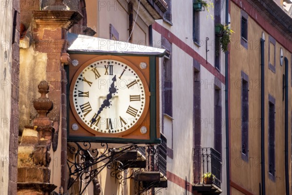 Sardinia, historical clock on a house wall, Bosa, Europe, Province of Oristano, Italy, old, architecture, exterior, detail view, facade, building, history, house wall, culture, wall, retro, sight, sightseeing, city, symbol, south, tourism, clock hand, landmark, time, antique, decorative, historical clock, Italian, traditional architecture