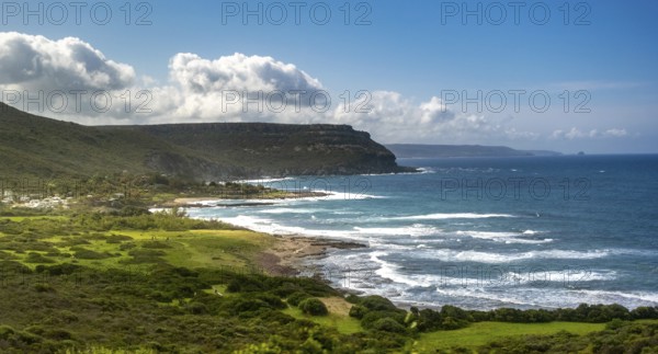 Sardinia, mountainous coastal landscape by the sea, blue sky with clouds, Bosa, Europe, Province of Oristano, Italy, view, mountains, mountainous, recreation, open space, geology, hills, coastal landscape, landscape, sea, Mediterranean, nature, panorama, travel, beauty, sightseeing, summer, scenery, tourism, shore, environment, holiday, water body, clouds, blue sky, picturesque, Mediterranean, untouched