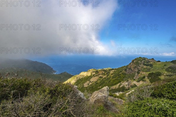 Sardinia, Mountainous coastal landscape by the sea, blue sky with clouds, Bosa, Europe, Province of Oristano, Italy, view, mountainous, elevation, recreation, holidays, peace, geography, sky, horizon, hill, idyll, continent, coast, coastal landscape, landscape, sea, nature, outdoor, panorama, travel, beauty, sight, sightseeing, summer, sun, scenery, daylight, tourism, environment, unspoilt, holiday, water, clouds, blue sky, picturesque, Mediterranean, regional