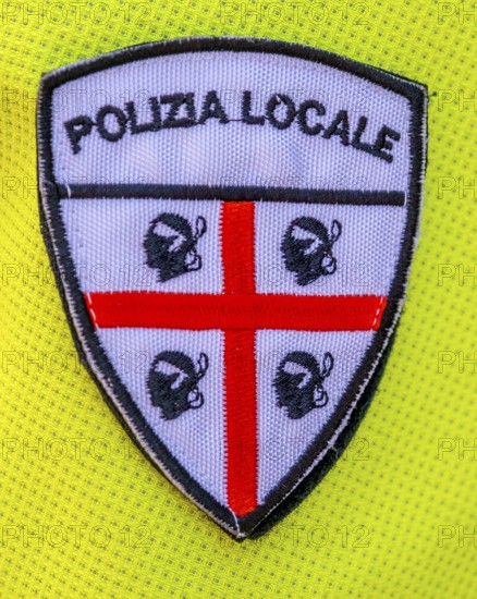 Sardinia, police emblem Sardinian flag, Polizia Locale, Bosa, Europe, province of Oristano, Italy, authority, community, law enforcement, identification, insignia, institution, order, police emblem, protection, security, sightseeing, road safety, symbol, tourism, uniform, administration, coat of arms, bureaucratic, emblematic, European, institutional, Italian, cultural meaning, local authorities, official insignia, regional identity, Sardinian, Sardinian flag, public service, public service