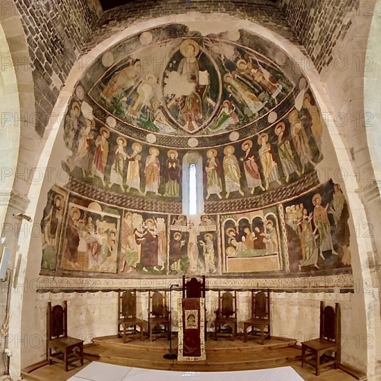 Sardinia, Santissima TrinitÃƒÂ di Saccargia, Romanesque church, frescoes, mural painting, fisheye shot, fisheye lens, 360 degree shot, Codrongianos, Europe, Province of Sassari, Italy, abbey church, place of worship, chiesa, fisheye lens, fisheye lens, religious community, place of worship, holy site, IT, church, church community, denomination, travel, destination, religion, religious site, sightseeing, super wide angle lens, tourism, fisheye image, fisheye lens, insta360 camera