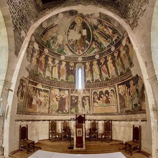 Sardinia, Santissima TrinitÃƒÂ di Saccargia, Romanesque church, frescoes, mural painting, fisheye shot, fisheye lens, 360 degree shot, Codrongianos, Europe, Province of Sassari, Italy, abbey church, place of worship, chiesa, fisheye lens, fisheye lens, religious community, place of worship, holy site, IT, church, church community, denomination, travel, destination, religion, religious site, sightseeing, super wide angle lens, tourism, fisheye image, fisheye lens, insta360 camera