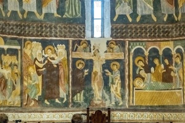 Sardinia, Santissima TrinitÃƒÂ di Saccargia, Romanesque church, fresco wall painting with Christian motifs, Codrongianos, Europe, Province of Sassari, Italy, abbey church, place of worship, chiesa, religious community, place of worship, holy site, IT, church, church community, denomination, travel, destination, religion, religious site, sightseeing, tourism
