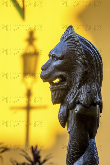 Sculpture in the shape of a lion in the Plazuela del Cristo square, Trinidad, Cuba, Sancti Spíritus, Sancti Spíritus