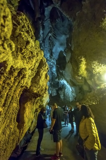 Tourists roam the caves, Caves of the Indians, Cueva del Indio, underground caves with a watercourse river open to tourists, Viñales, Cuba, Central America, Cuba, Caribbean