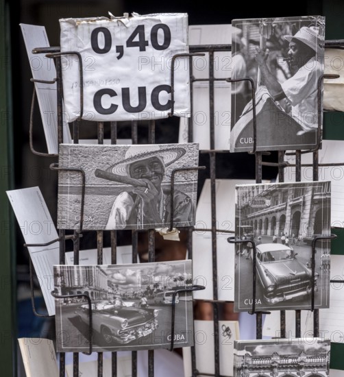 Postcard stand with postcards of Ernesto Che Guevara, La Habana, Cuba, Caribbean, Central America, Cuba, Europe, aerial photo, birds-eyes view, aerial photography, aerial photography, overview, overview, bird's eye view