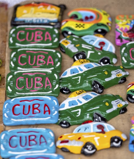 Cuba souvenirs with oldtimers, La Habana, Cuba, Caribbean, Central America, Cuba, Europe, aerial view, birds-eyes view, aerial photography, aerial photography, overview, overview, bird's eye view