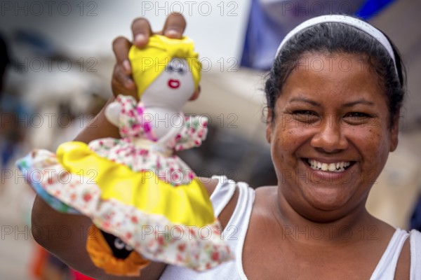 Street vendor with sewn rag doll, La Habana, Cuba, Caribbean, Central America, Cuba, Europe, aerial view, birds-eyes view, aerial photography, aerial photography, overview, bird's eye view