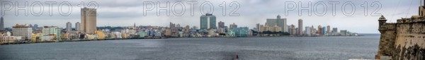 View of the harbour book of Old Havana on the Malecón, La Habana, Cuba, Cuba