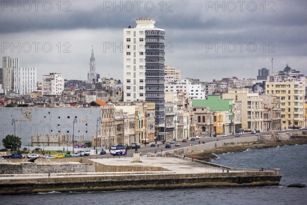 View of old Havana with the Malecon, La Habana, Cuba, Caribbean, Central America, Cuba, Europe, aerial view, birds-eyes view, aerial photography, aerial photography, overview, overview, bird's eye view