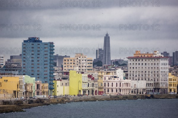 View of old Havana with the Malecon and the Jose Marti Monument on the Square of the Revolution, La Habana, Cuba, Caribbean, Central America, Cuba, Europe, aerial view, birds-eyes view, aerial photography, aerial photography, overview, bird's eye view