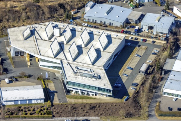 Aerial view, commercial area Gerlingen with Drehmo GmbH in Hillmicke, Wenden, Sauerland, North Rhine-Westphalia, Germany, DE, Europe, commercial enterprises, commercial area, commercial area, commercial property, commercial site, commercial use, industrial area, industrial site, aerial photograph, aerial photography, aerial photography, overview, bird's-eye view, overview